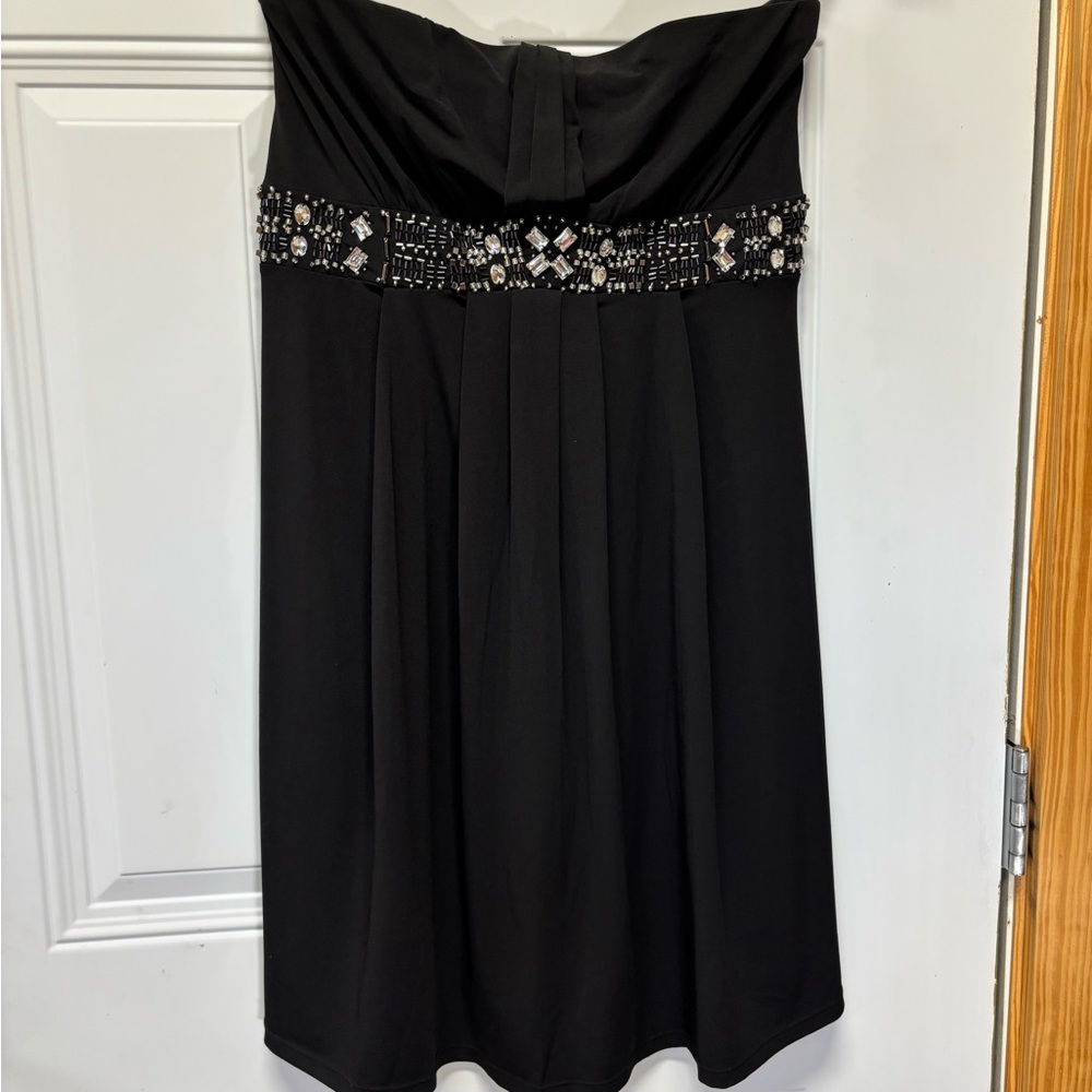White House Black Market Strapless Dress with Embellished Waist sz 10
